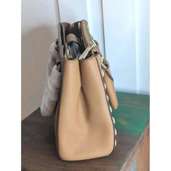 Michael Kors Satchel - Kellen, Brown , Studded, Removable Strap - Picture 7 of 8